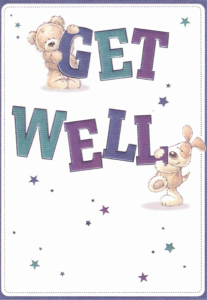 There's a soothing harmony to this get well card, instantly calling to mind the neighbourly warmth and kindness found throughout Berrylands. Two delightful figures-a teddy bear with pillowy fur and a lively, affectionate puppy-play a starring role, each animatedly interacting with the exuberant, oversized letters of 'Get Well'. Their faces, brimming with hope and affection, echo the spirit of care that fills every corner from Elmbridge Avenue to Chiltern Drive. Swathes of purple and teal shade the confident text, adding vibrancy that stands out against a luminous white canvas reminiscent of sunlight spilling into a florist's window in Berrylands. Surrounding the joyful pair, shimmering stars scatter good wishes with every brushstroke. The tactile renderings-the bear's soft fluff, the puppy's silky ears-extend a sense of comfort rivalled only by the feeling of fresh petals in hand. As in the thoughtful curation of a bouquet from your local Berrylands flower shop, every detail is crafted to deliver a measure of lightness, reassurance, and hope. This card, perfect for pairing with a lush arrangement from Flowers Berrylands, weaves together artistry, compassion, and a touch of local charm-an invitation to share smiles and healing, sent from one caring heart to another.